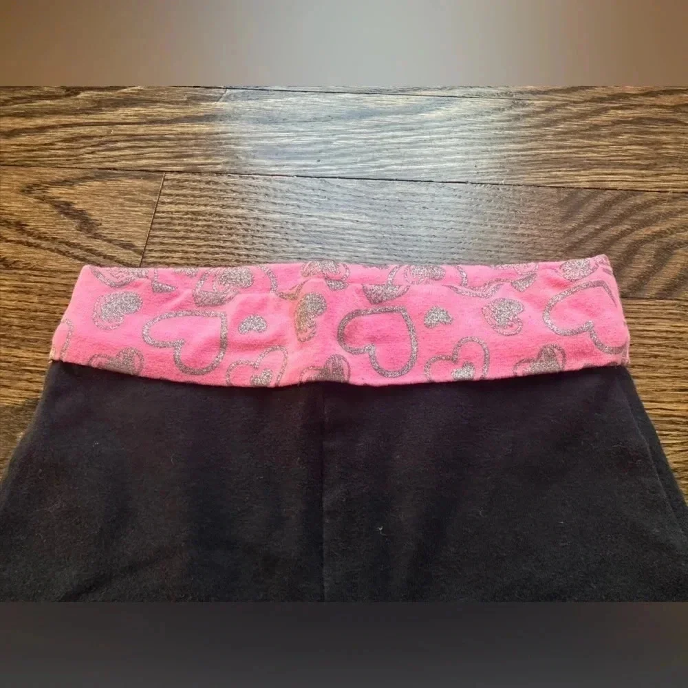 Jumping Beans Black and Pink Band with Hearts Casual Pull on Pants Size 24 Month